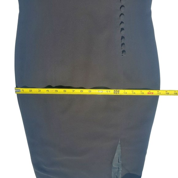 Tahari Classics Black Lined Keyhole Neck Sleeveless Front Slit Midi Dress Size 2 - Picture 13 of 15